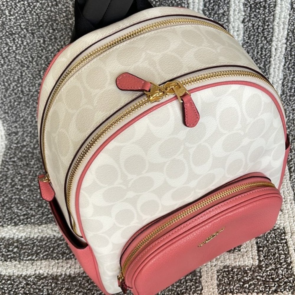 Coach 5671 Court Backpack In Signature Canvas Chalk / Taffy - Picture 8 of 16